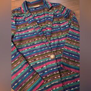Vintage Mark Shale Mexican Serape Southwestern Indian Blanket Striped Blazer
